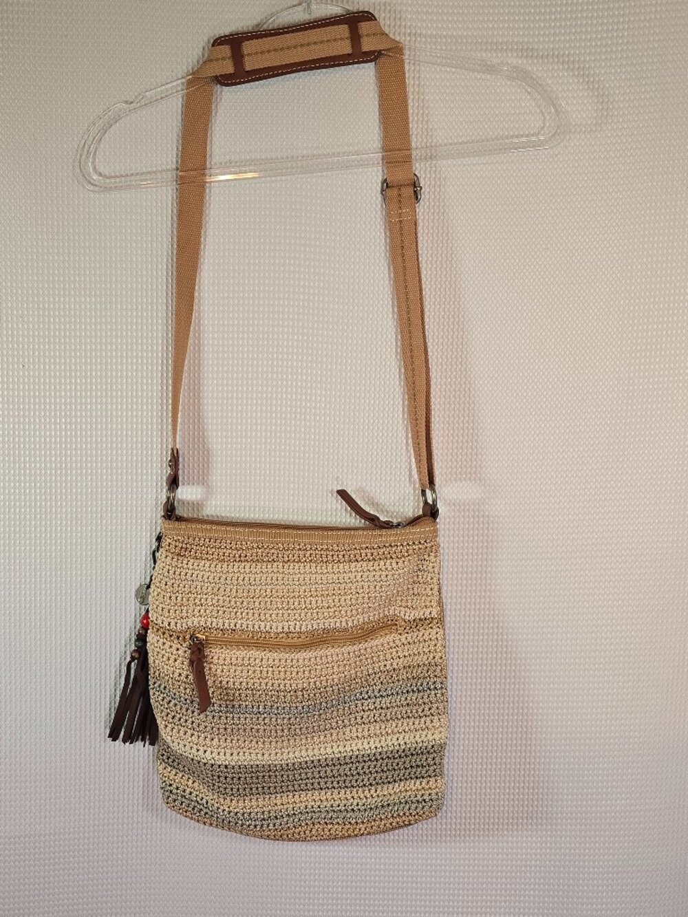 Boho Crochet Festival Crossbody The Sak Woven Neutral Tan Tassel Bag